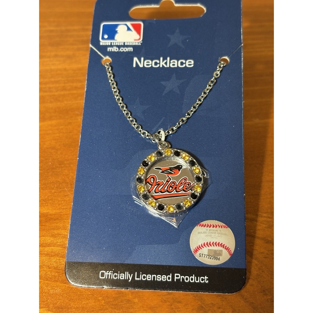 MLB Baltimore Orioles Rhinestone Pendant Necklace NOS Gift Idea Fan Wear - Picture 5 of 7